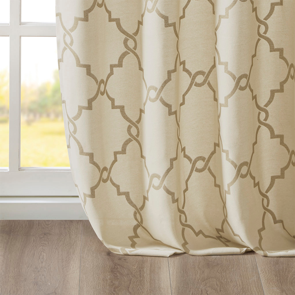 Madison Park Fretwork Print Grommet Top Window Curtain Panel