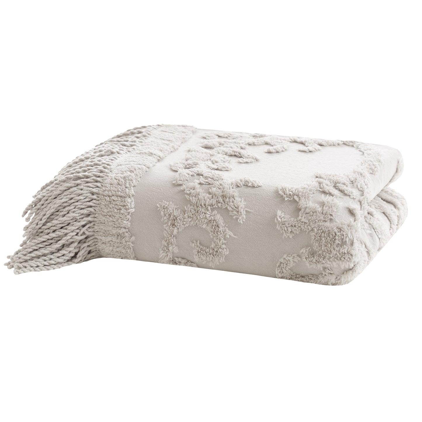 Madison Park 100% Cotton Tufted Chenille Lightweight Throw With Fringe Tassel 50" x 60"