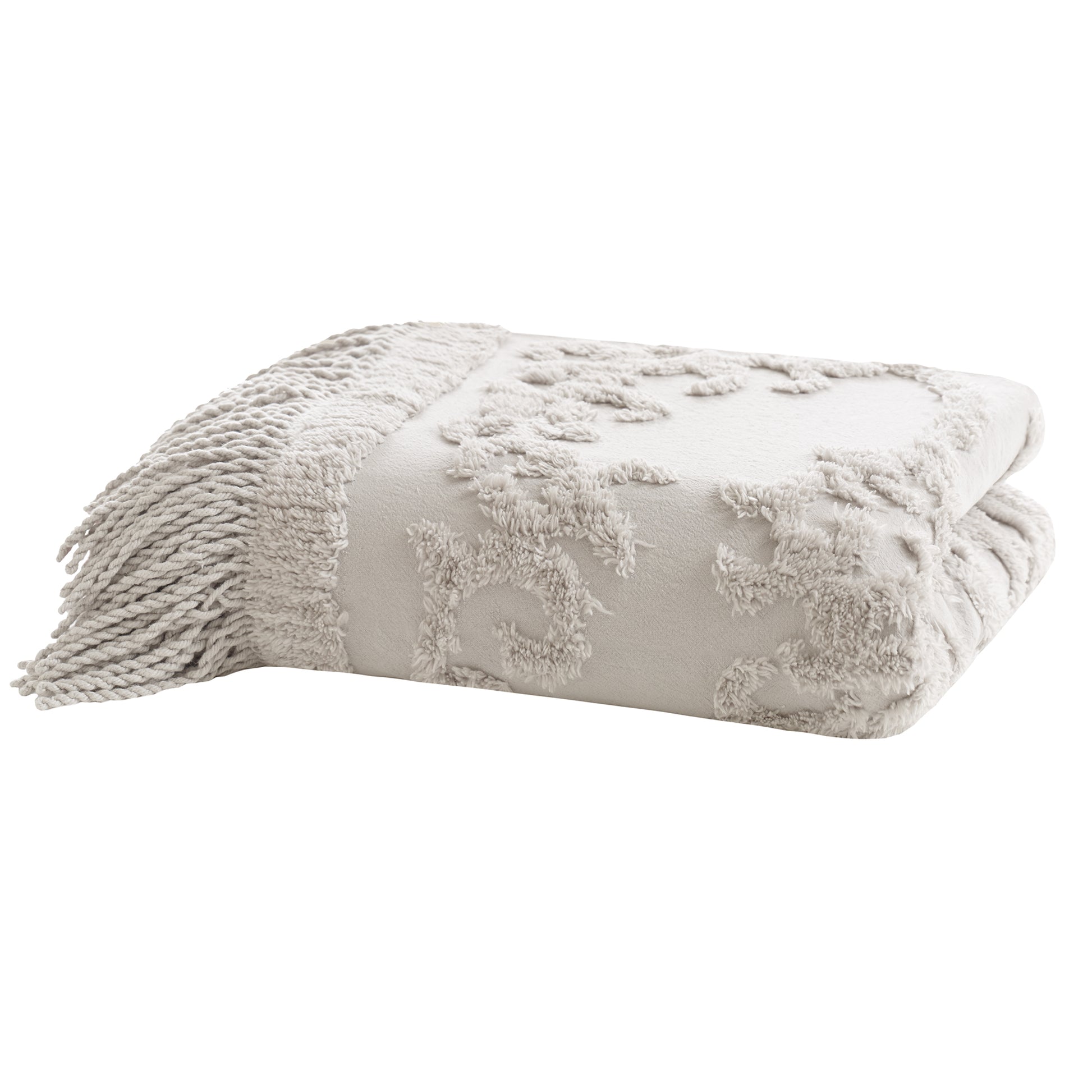 Madison Park 100% Cotton Tufted Chenille Lightweight Throw With Fringe Tassel 50" x 60"