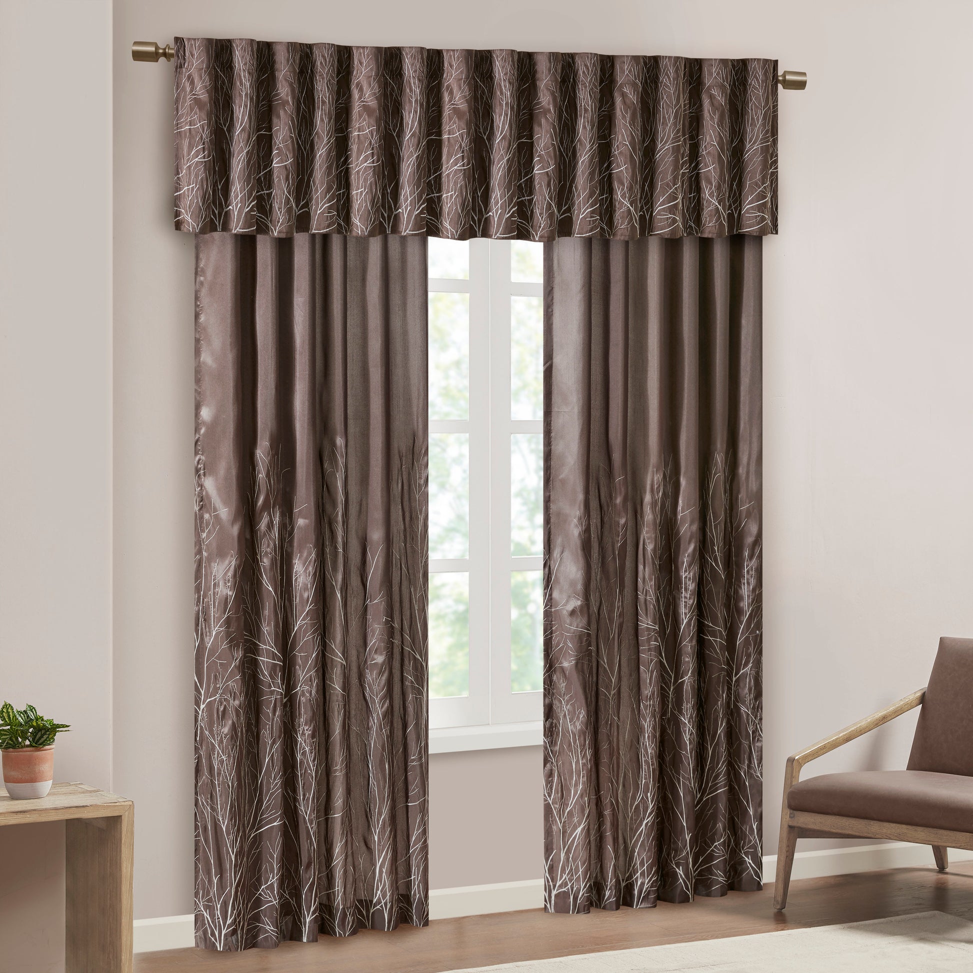 Madison Park Faux Silk Embroidered Window Valance
