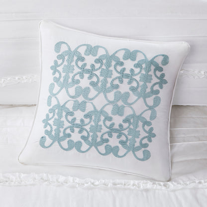 Madison Park 4 Piece Microfiber Reversible Ruffle Quilt Set with Throw Pillow