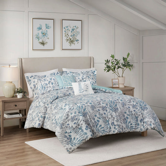 Madison Park 5 Piece Botanical Floral Seersucker Comforter Set