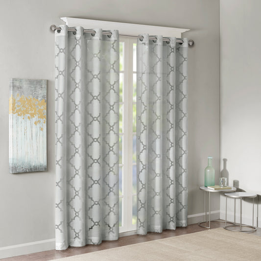 Madison Park Fretwork Burnout Sheer Curtain Panel