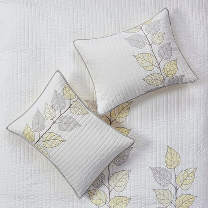 Madison Park 6 Piece Embroidered Quilt Set with Throw Pillows