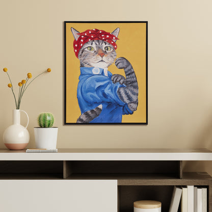 Madison Park Rosie the Feline Framed Canvas Wall Art