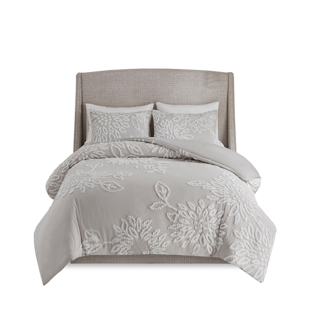 Madison Park 3 Piece Tufted Cotton Chenille Floral Comforter Set