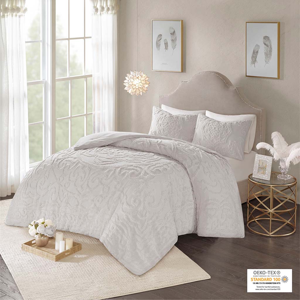 Madison Park 3-Piece Tufted Cotton Chenille Medallion Comforter Set