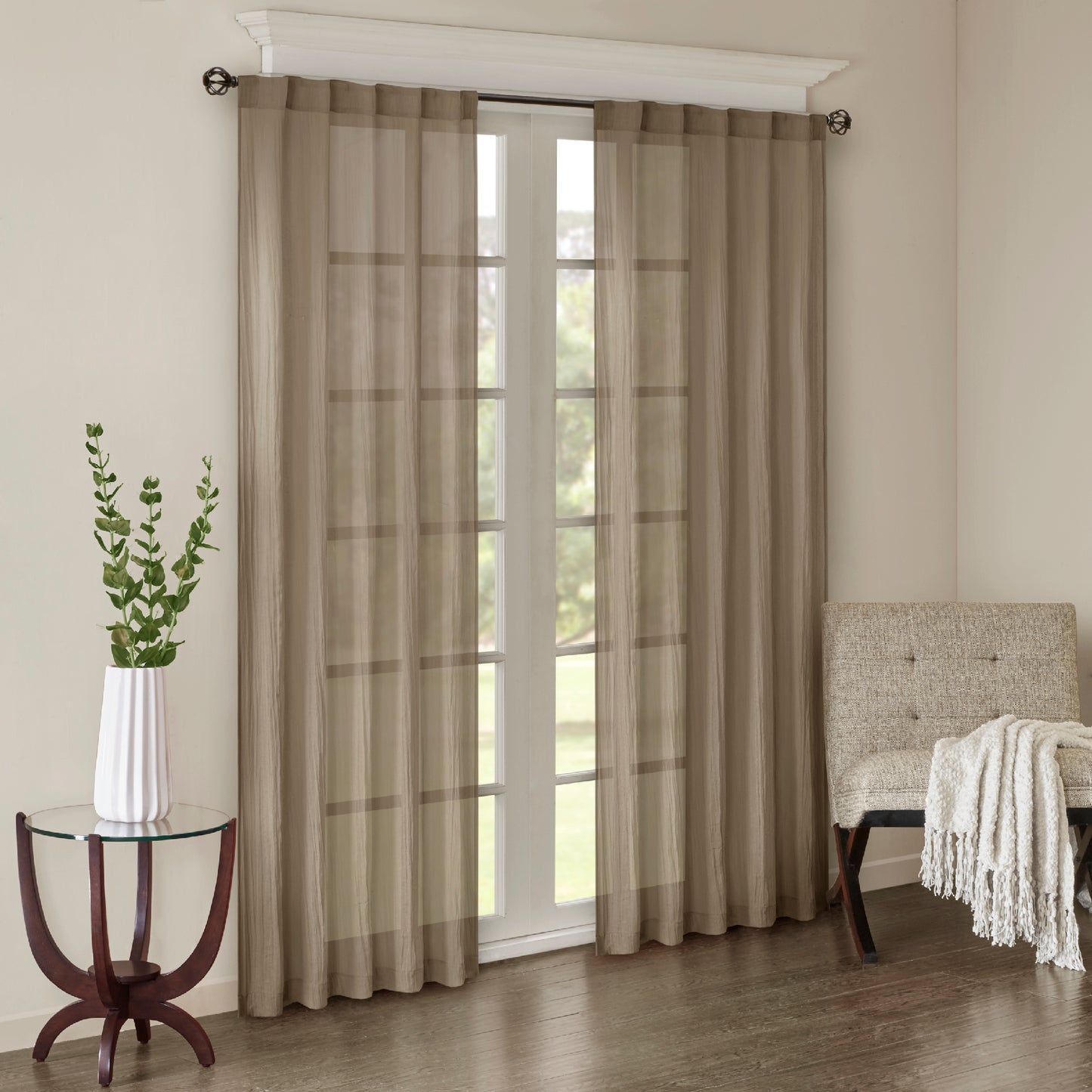 Madison Park Solid Crushed Curtain Panel Pair