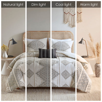 Madison Park 4 Piece Printed Duvet Cover Set with Throw Pillow