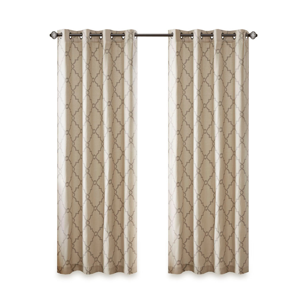 Madison Park Fretwork Print Grommet Top Window Curtain Panel