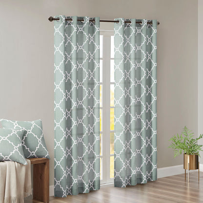 Madison Park Fretwork Print Grommet Top Window Curtain Panel