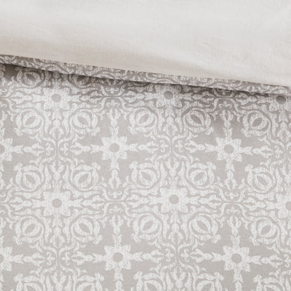 Madison Park 4 Piece Embroidered Cotton Reversible Duvet Cover Set