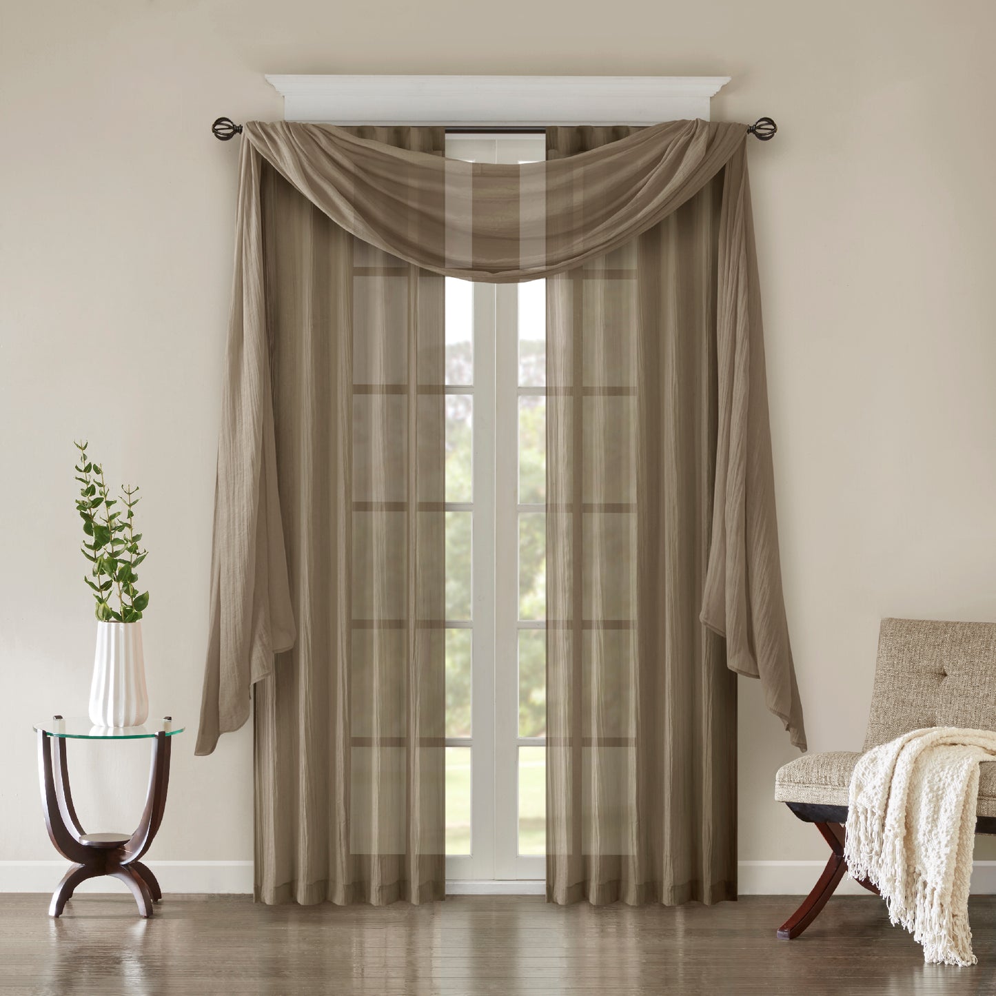 Madison Park Solid Crushed Curtain Panel Pair