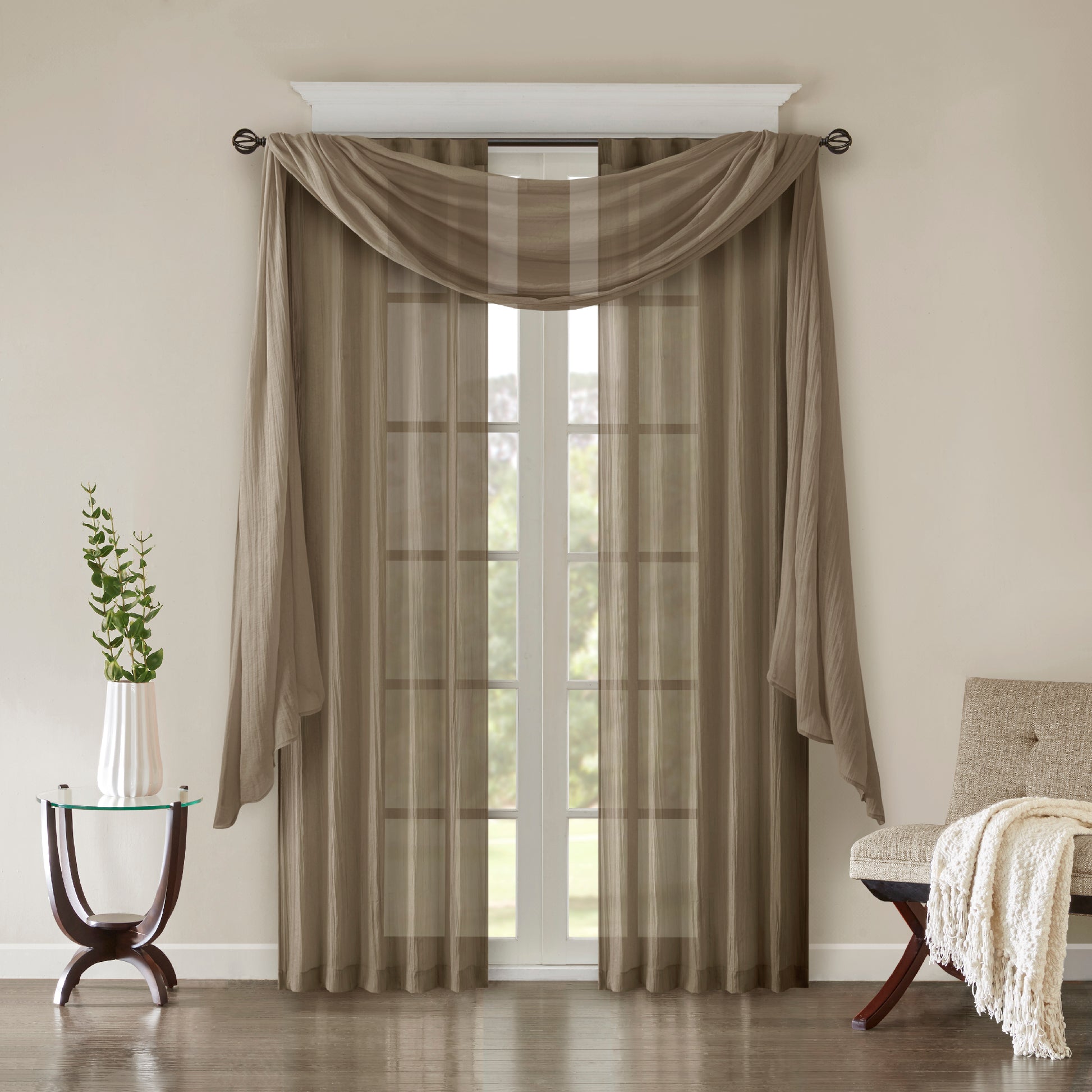 Madison Park Solid Crushed Curtain Panel Pair