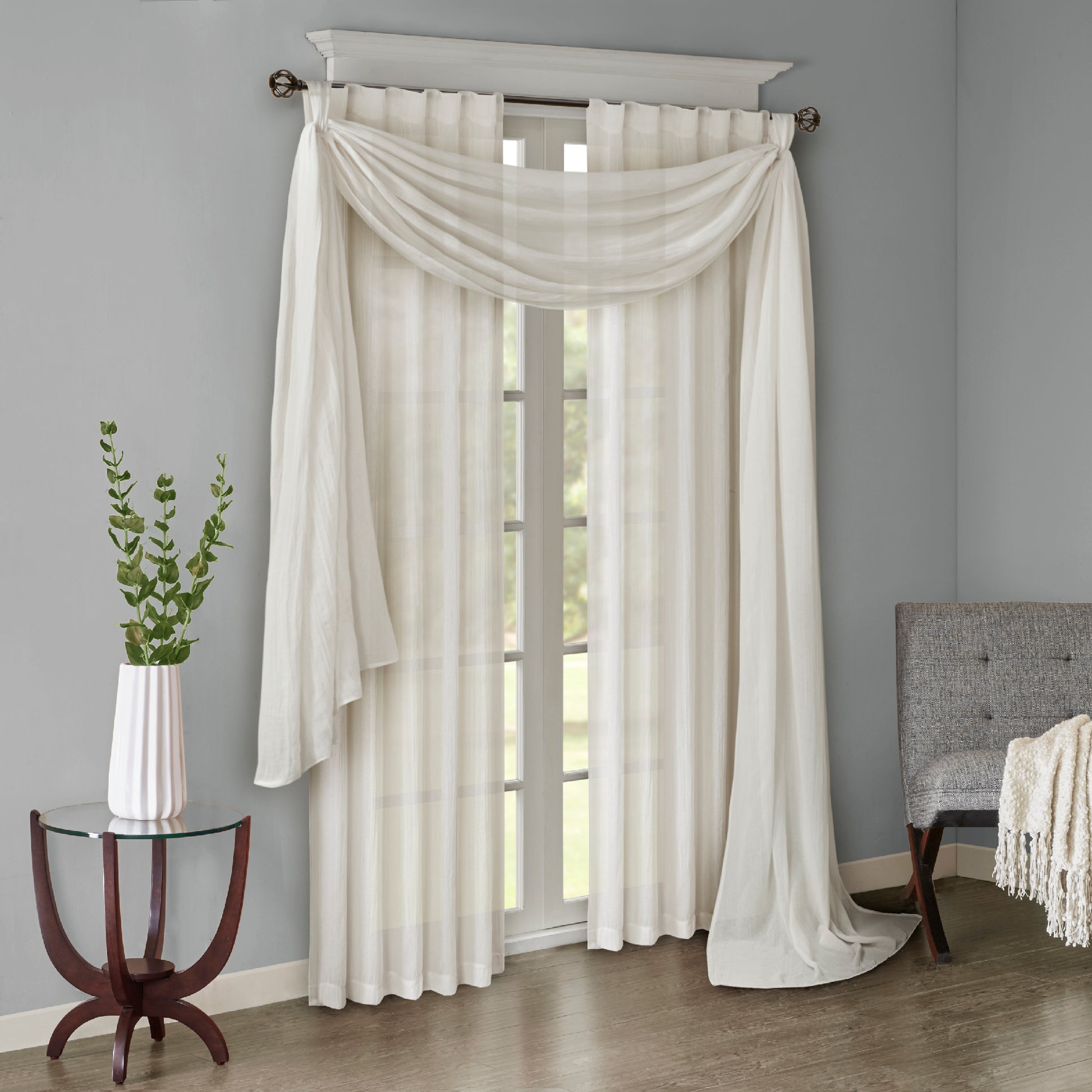 Madison Park Solid Crushed Curtain Panel Pair