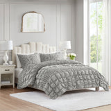 Evelyn 3-Piece Stripe Ruched Comforter Set