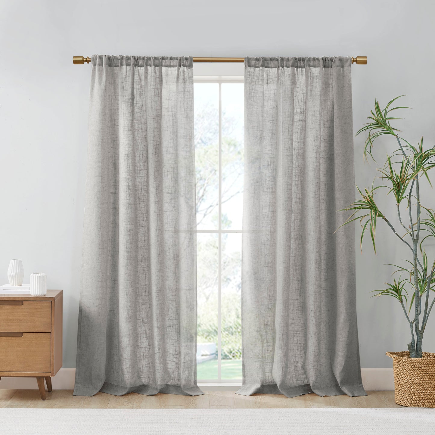 Madison Park Linen Blend Light Filtering Curtain Panel Pair