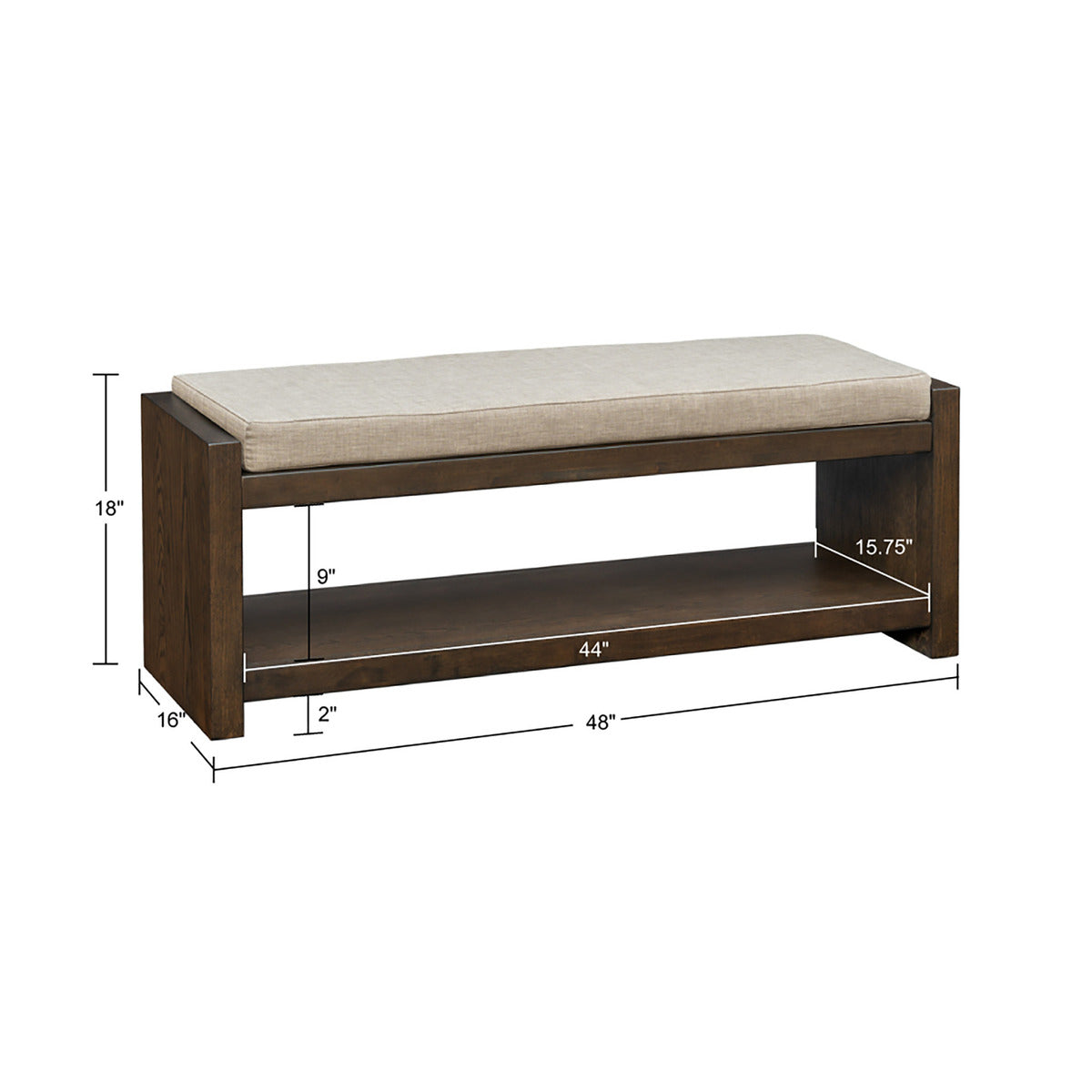 Madison Park Accent Bench with Lower Shelf