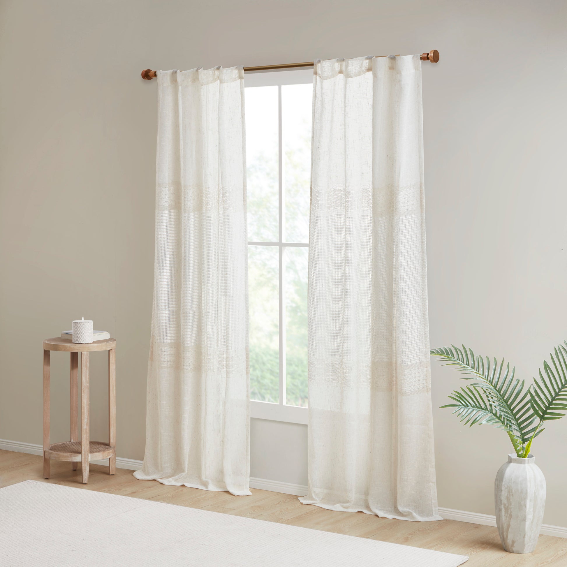 Madison Park Yarn Dye Sheer Curtain Panel Pair