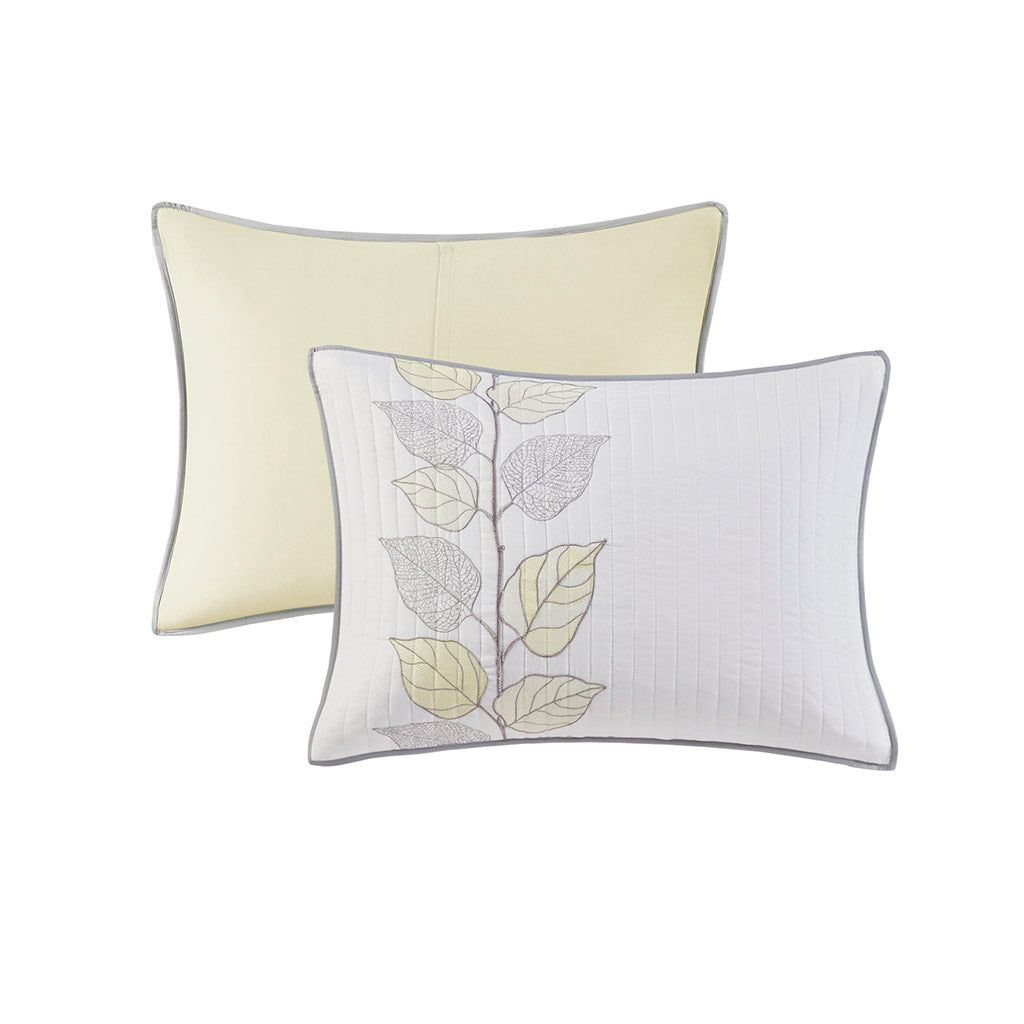 Madison Park 6 Piece Embroidered Quilt Set with Throw Pillows