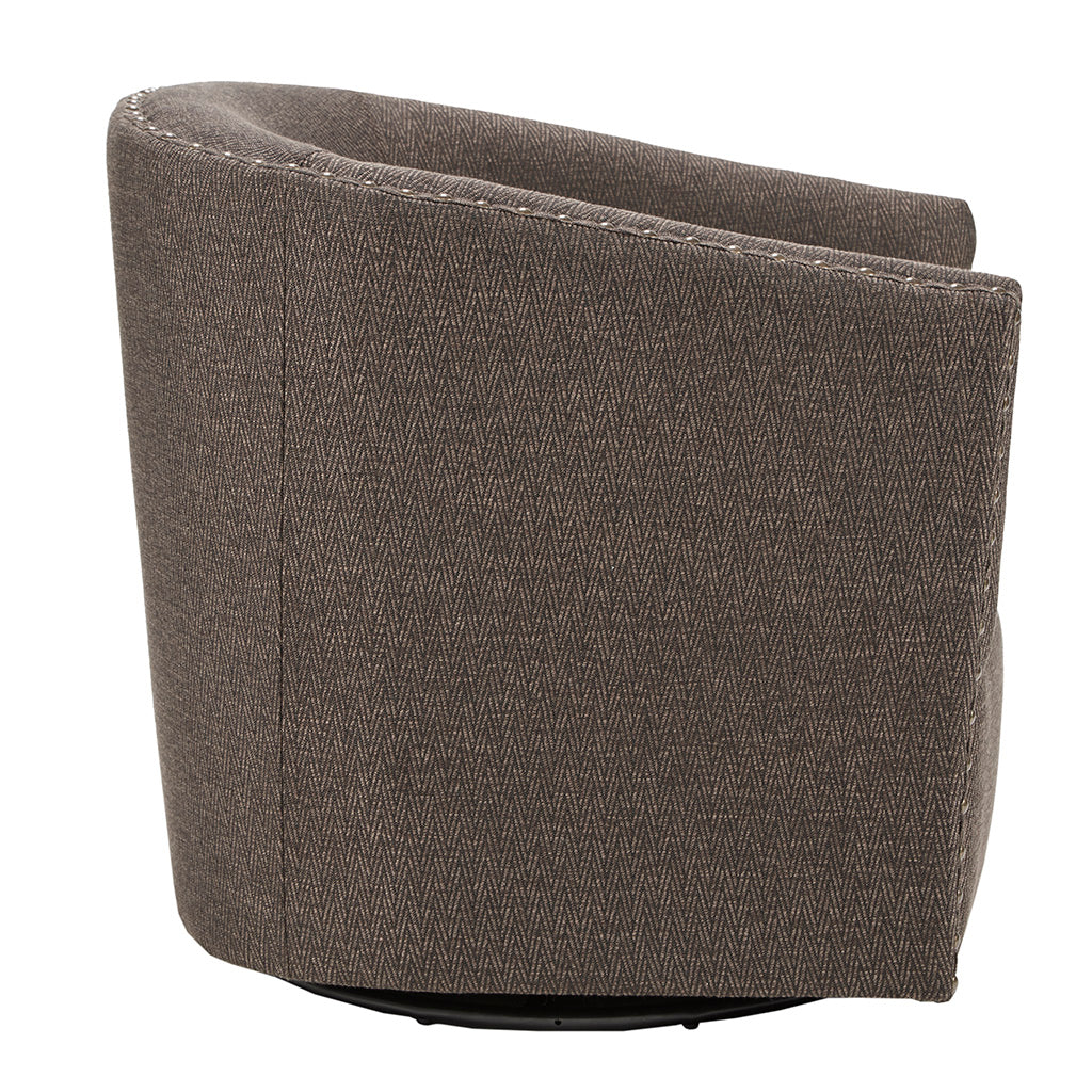 Madison Park Tyler Upholstered Swivel Barrel Chair with Nailheads