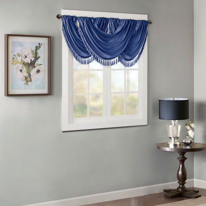 Madison Park Faux Silk Waterfall Embellished Valance