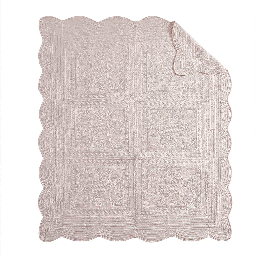 Madison Park Oversized Quilted Throw with Scalloped Edges