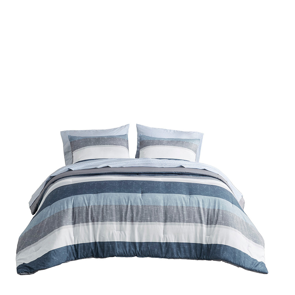 Madison Park Essentials Stripe Comforter Set with Bed Sheets