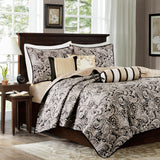 Aubrey 6 Piece Jacquard Quilt Set with Throw Pillows