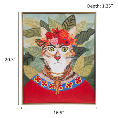 Madison Park Bohemian Cat In Forest Framed Canvas Wall Art