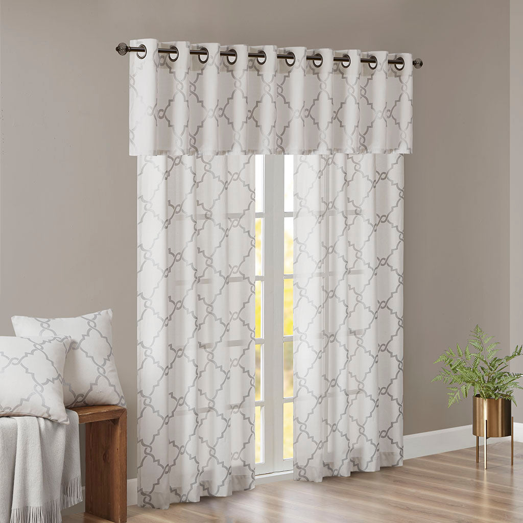 Madison Park Fretwork Print Grommet Top Window Curtain Panel