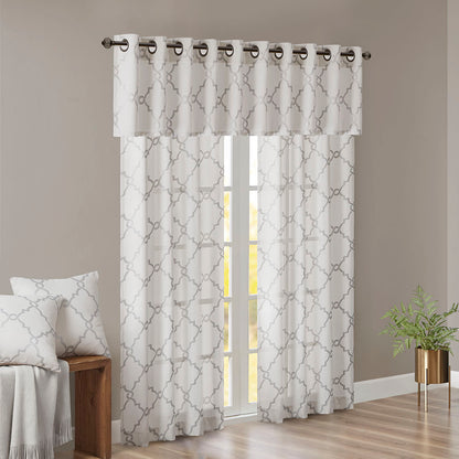 Madison Park Fretwork Print Grommet Top Window Curtain Panel