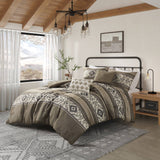 Mariposa 5 Piece Stripe Herringbone Comforter Set with Throw Pillows
