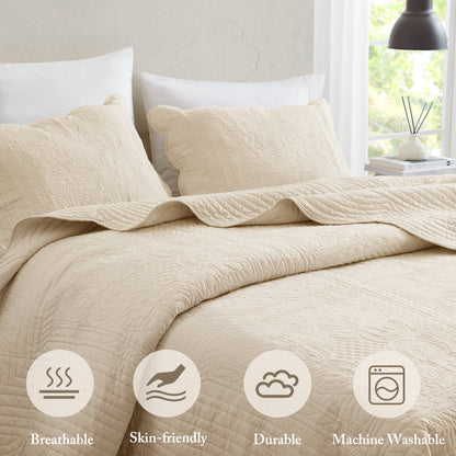 Madison Park 3 Piece Reversible Scalloped Edge Quilt Set