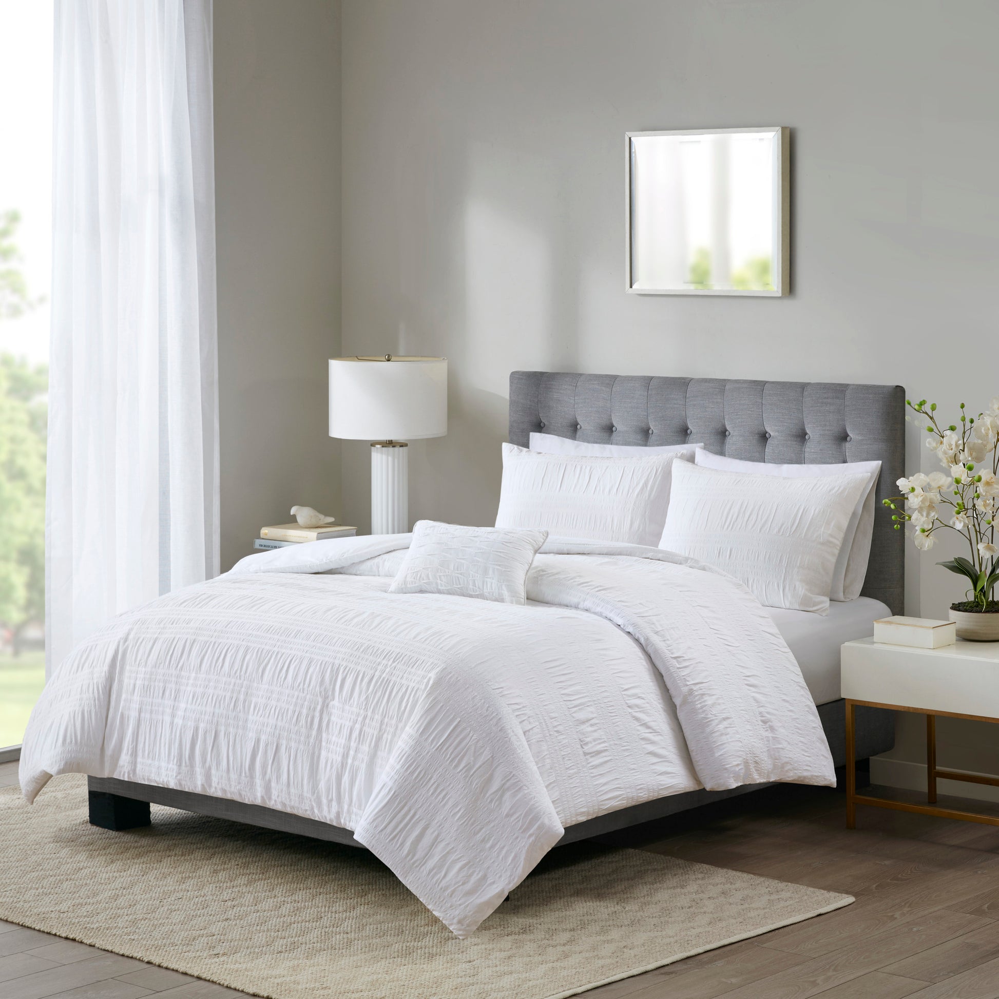 Madison Park 4 Piece Cotton Seersucker Duvet Cover Set