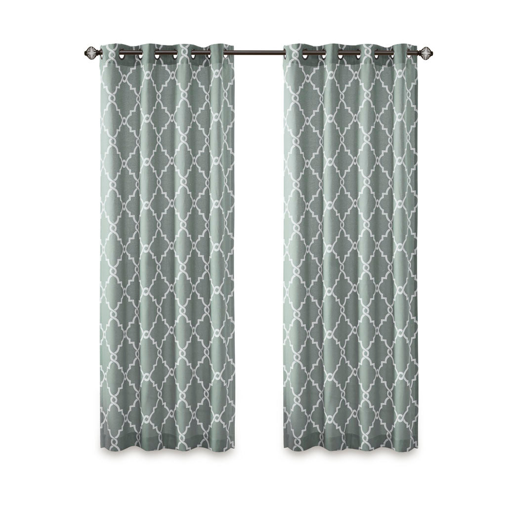 Madison Park Fretwork Print Grommet Top Window Curtain Panel