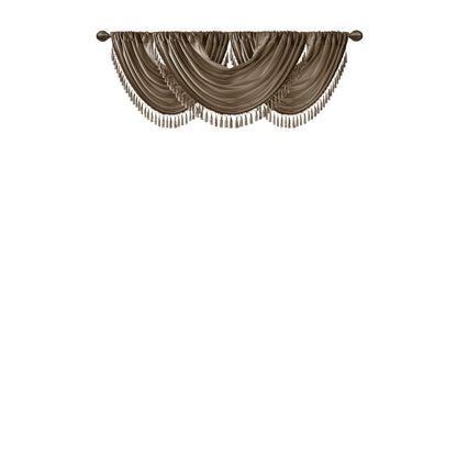 Madison Park Faux Silk Waterfall Embellished Valance