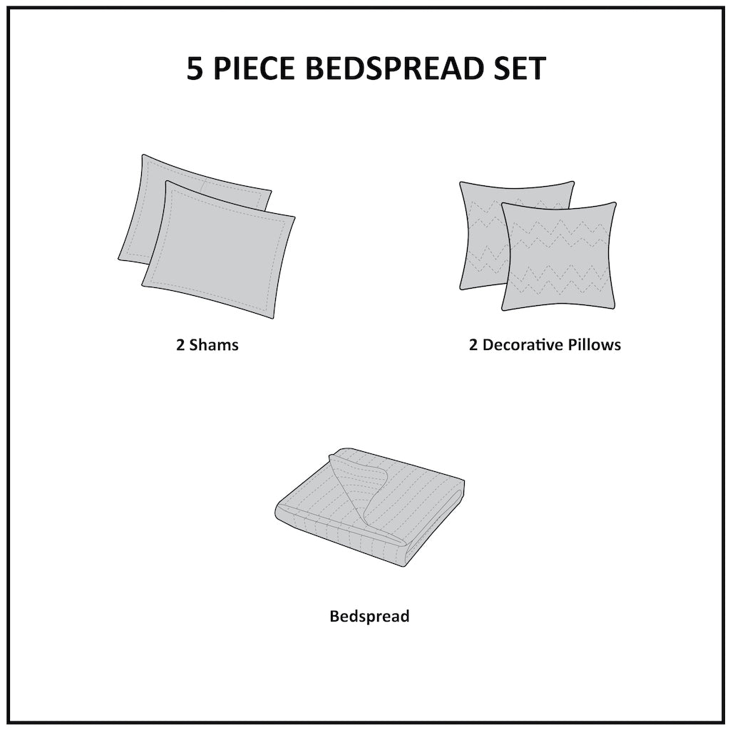 Madison Park 5 Piece Reversible Jacquard Bedspread Set