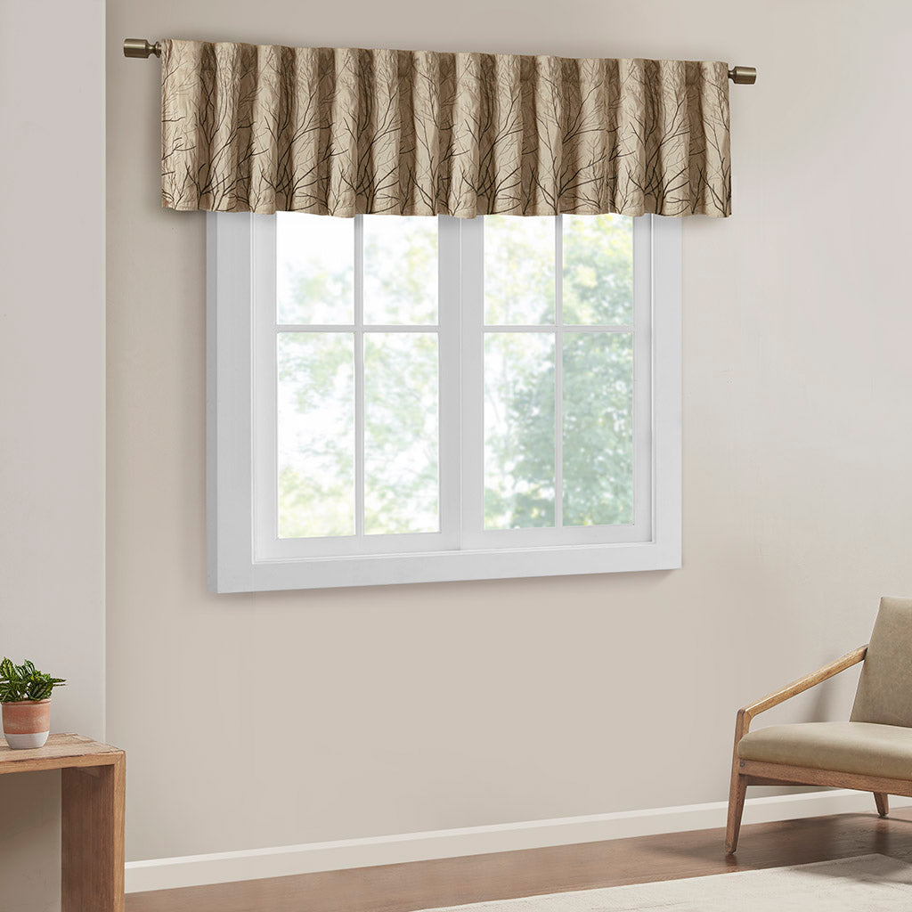 Madison Park Faux Silk Embroidered Window Valance