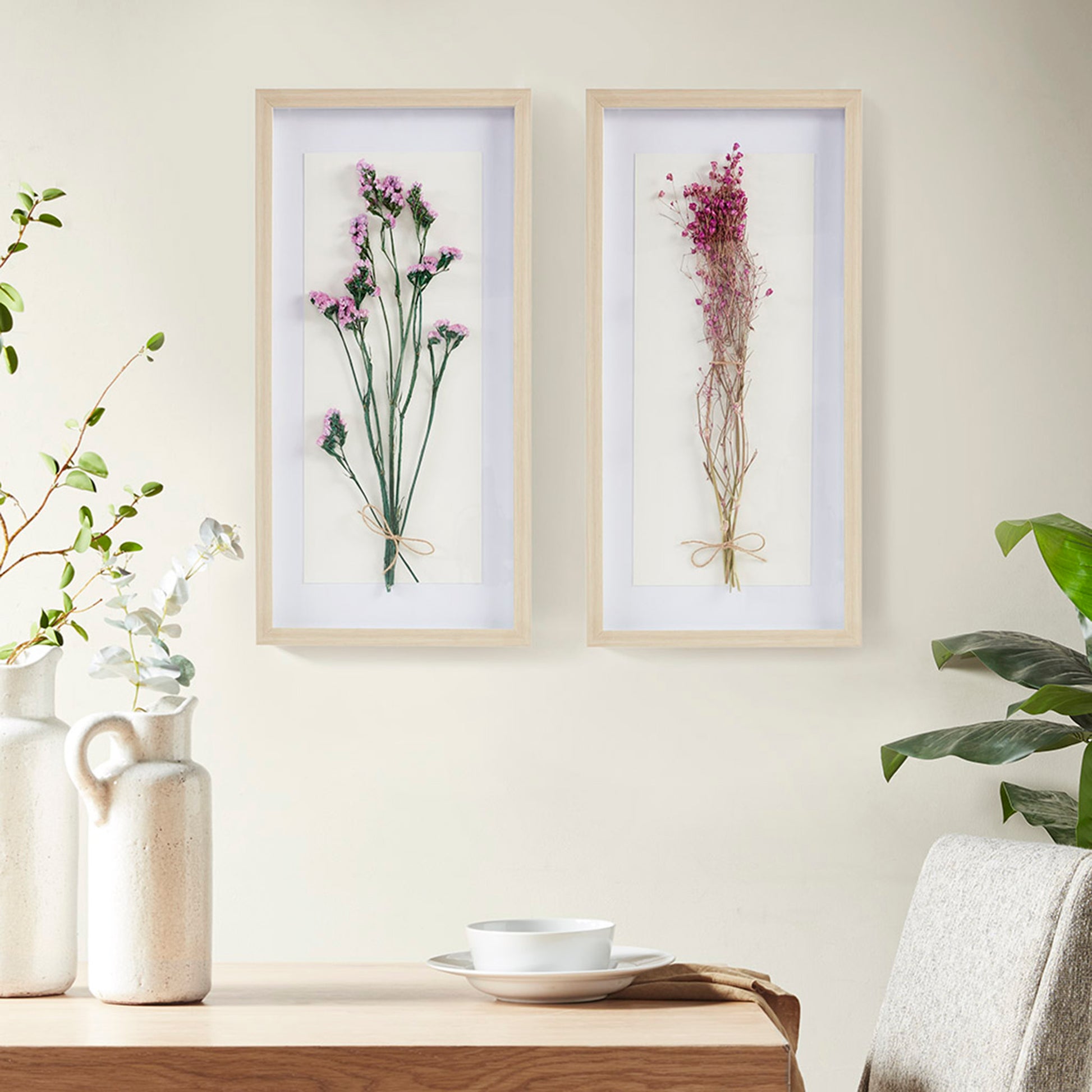 Madison Park Dried Flower 2-piece Shadow Box Wall Decor Set
