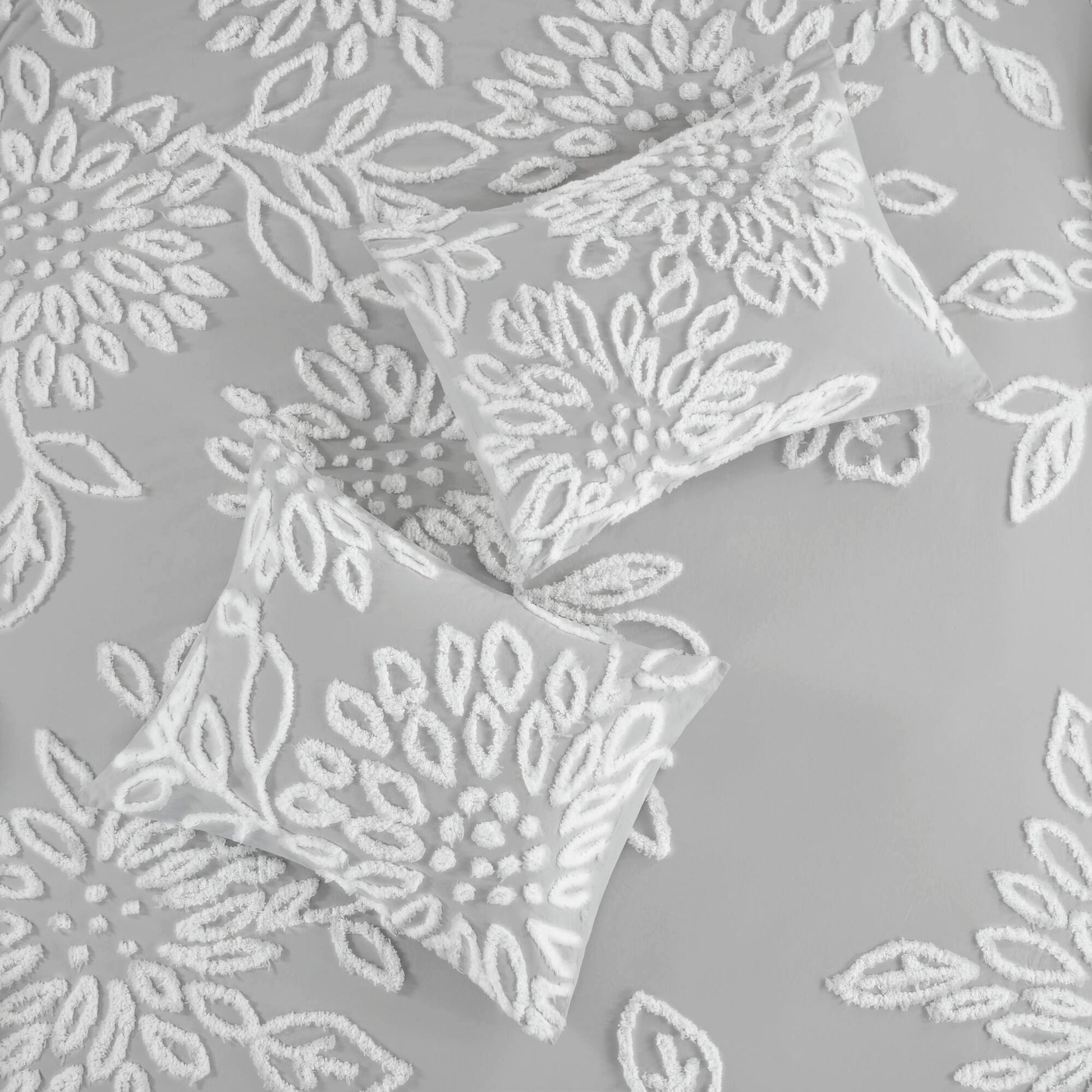 Madison Park 3 Piece Tufted Cotton Chenille Floral Duvet Cover Set