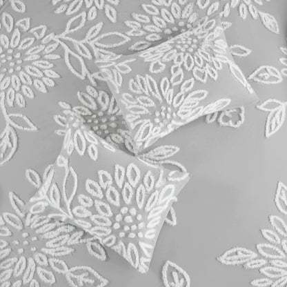 Madison Park 3 Piece Tufted Cotton Chenille Floral Duvet Cover Set