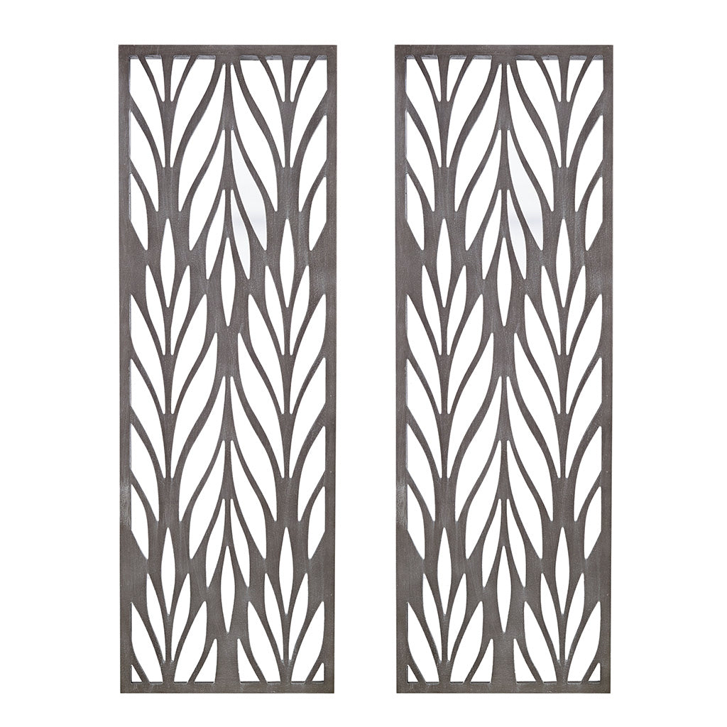 Madison Park Grey Laser Cut Wood 2-piece Panel Wall Decor Set