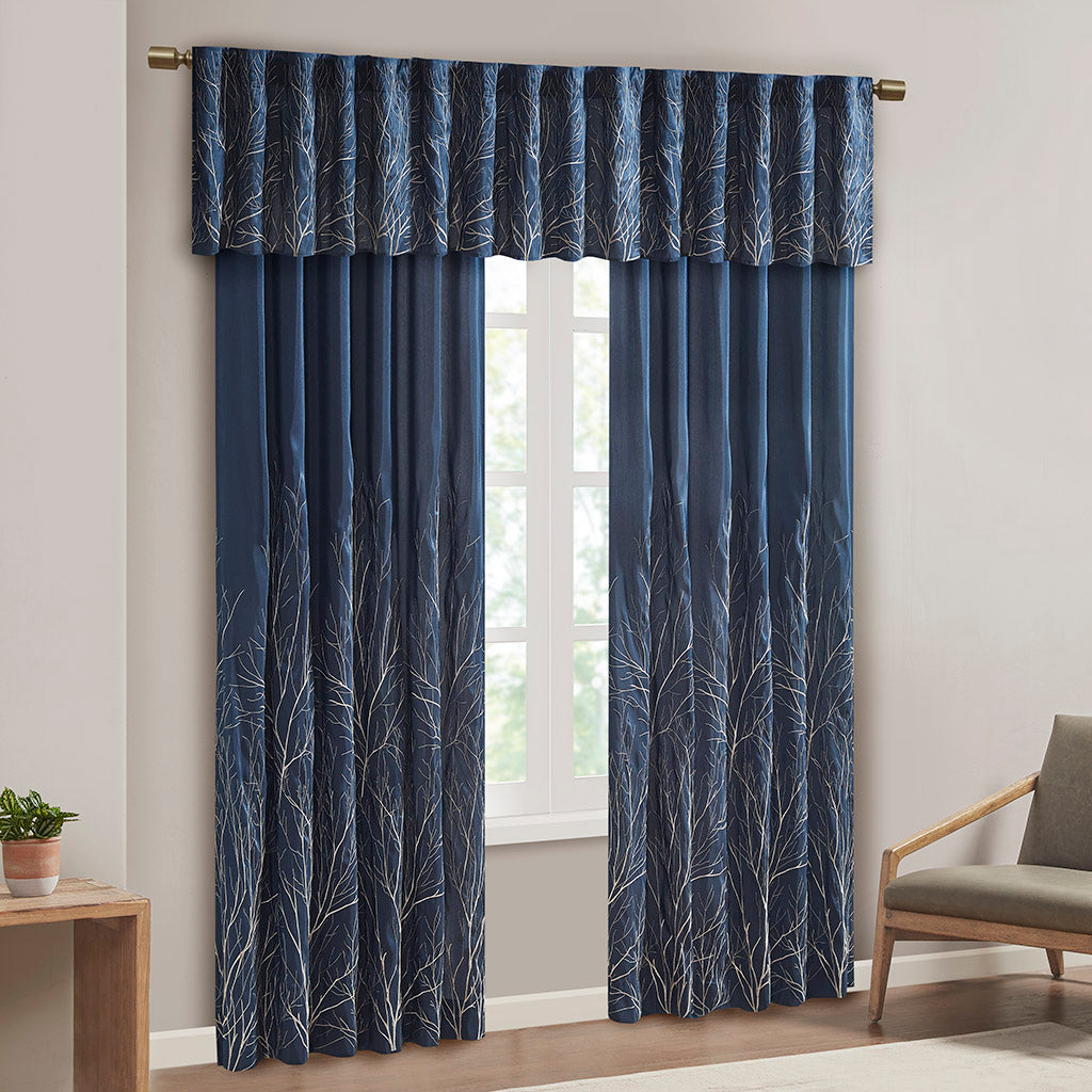 Madison Park Faux Silk Embroidered Window Valance