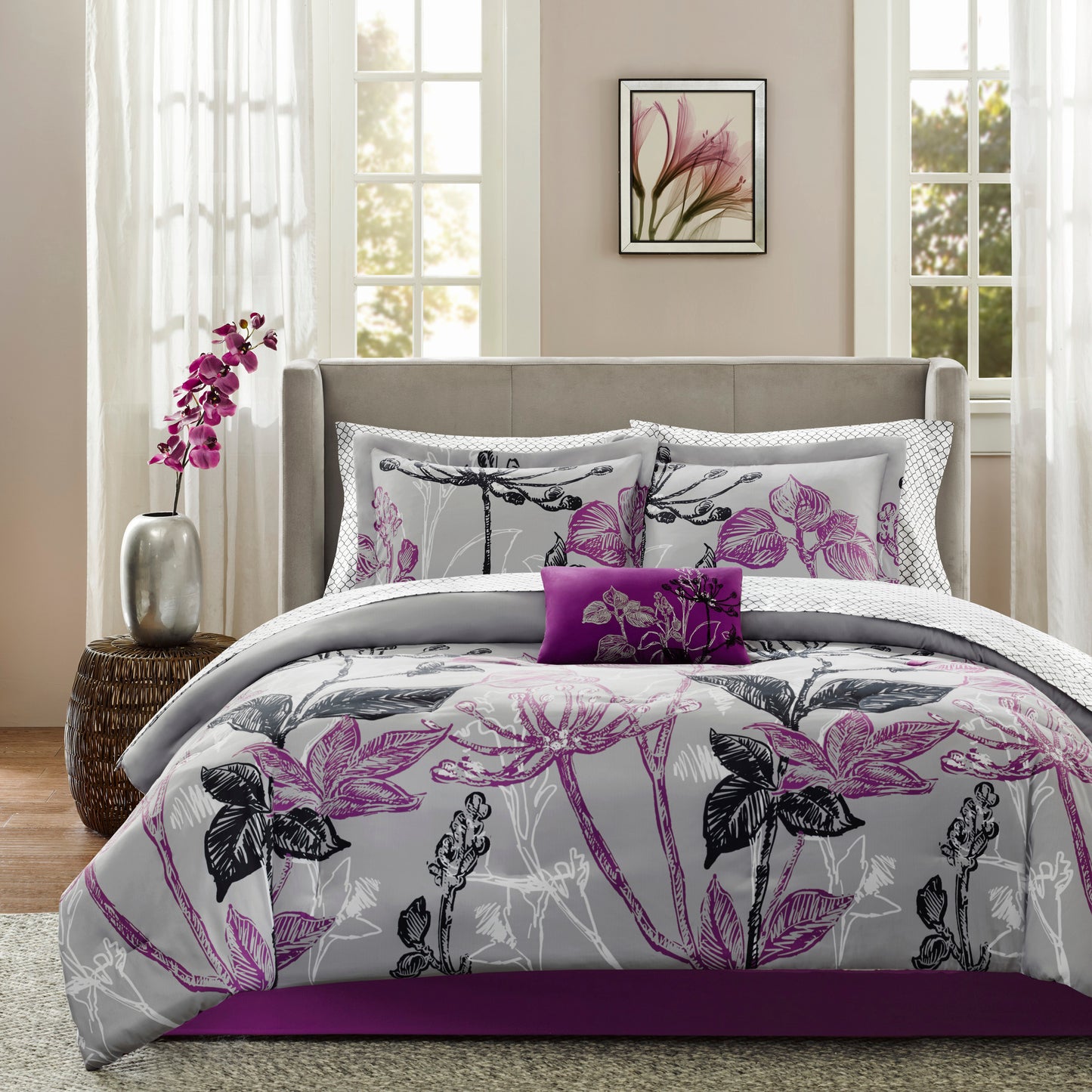 Madison Park Essentials 7 Piece Comforter Set with Cotton Bed Sheets
