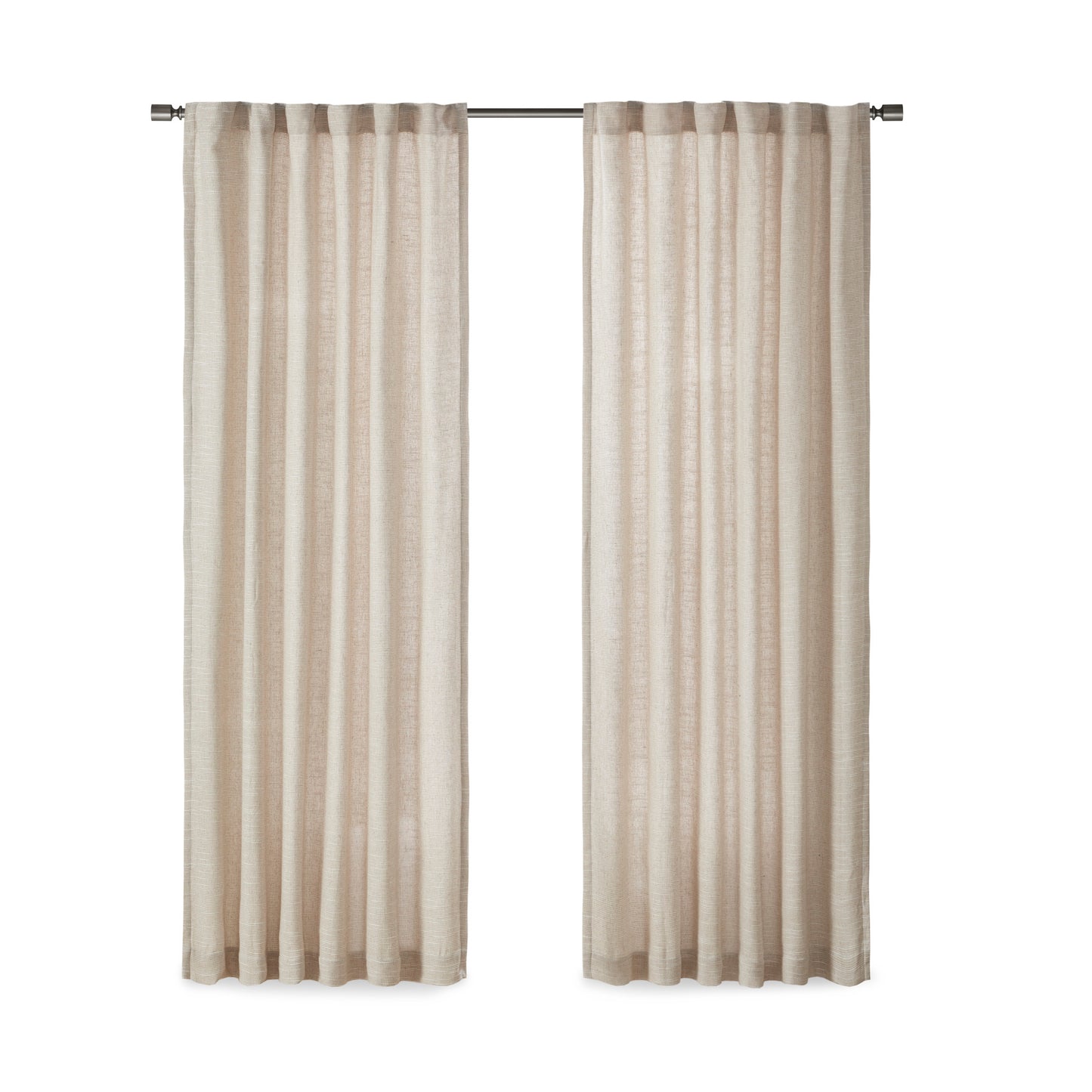 Madison Park Faux Linen Rod Pocket and Back Tab Fleece Lined Curtain Panel