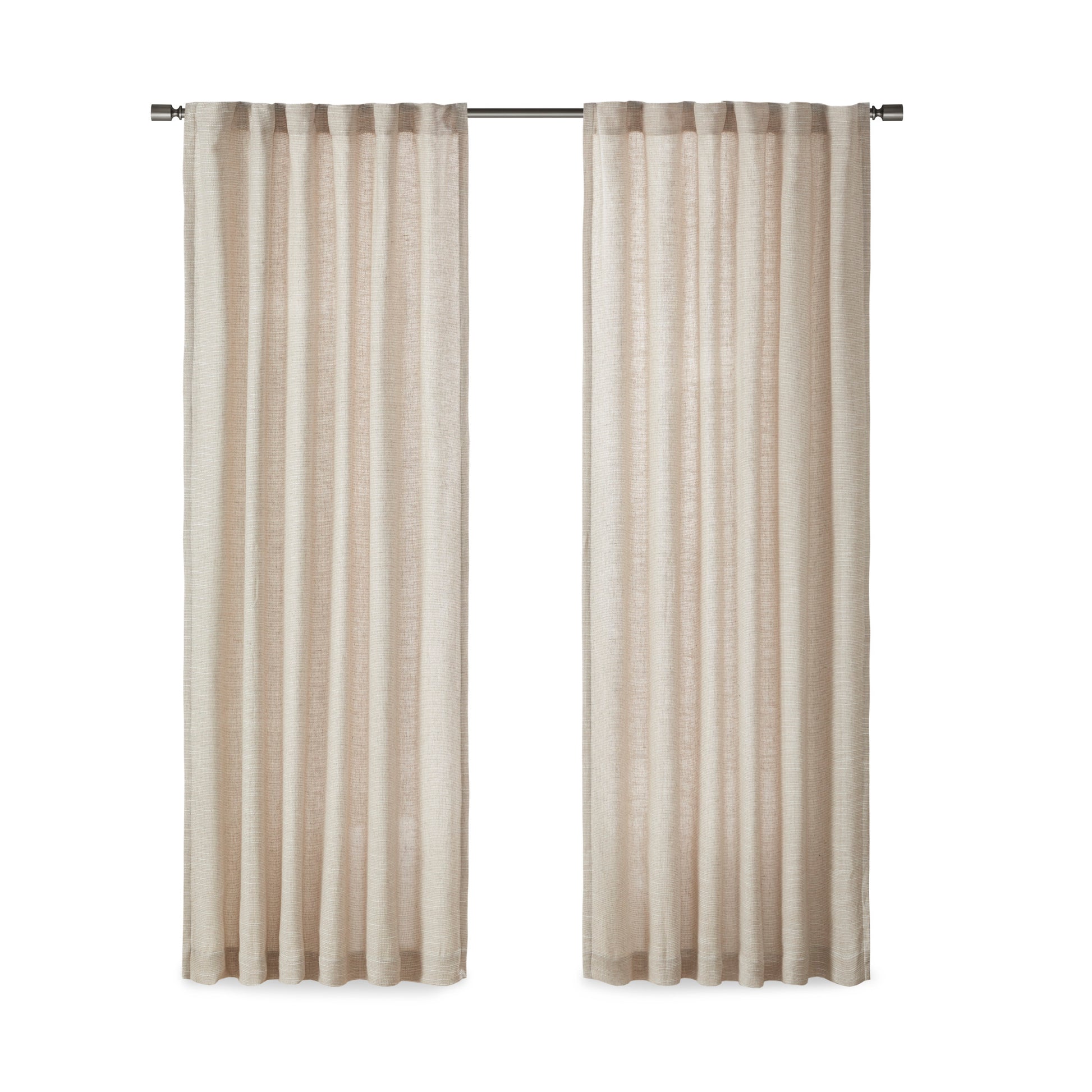 Madison Park Faux Linen Rod Pocket and Back Tab Fleece Lined Curtain Panel