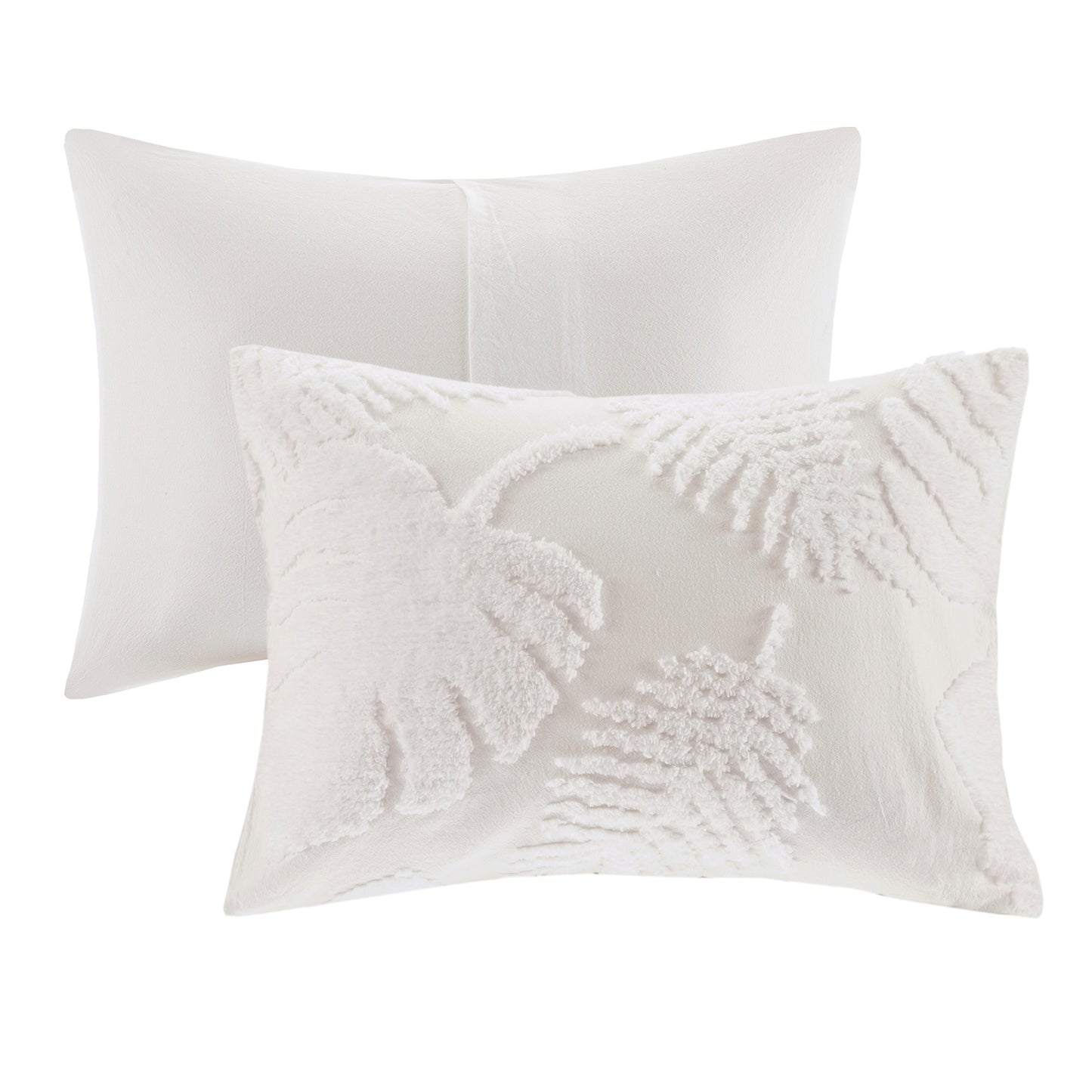 Madison Park 3 Piece Tufted Cotton Chenille Palm Duvet Cover Set