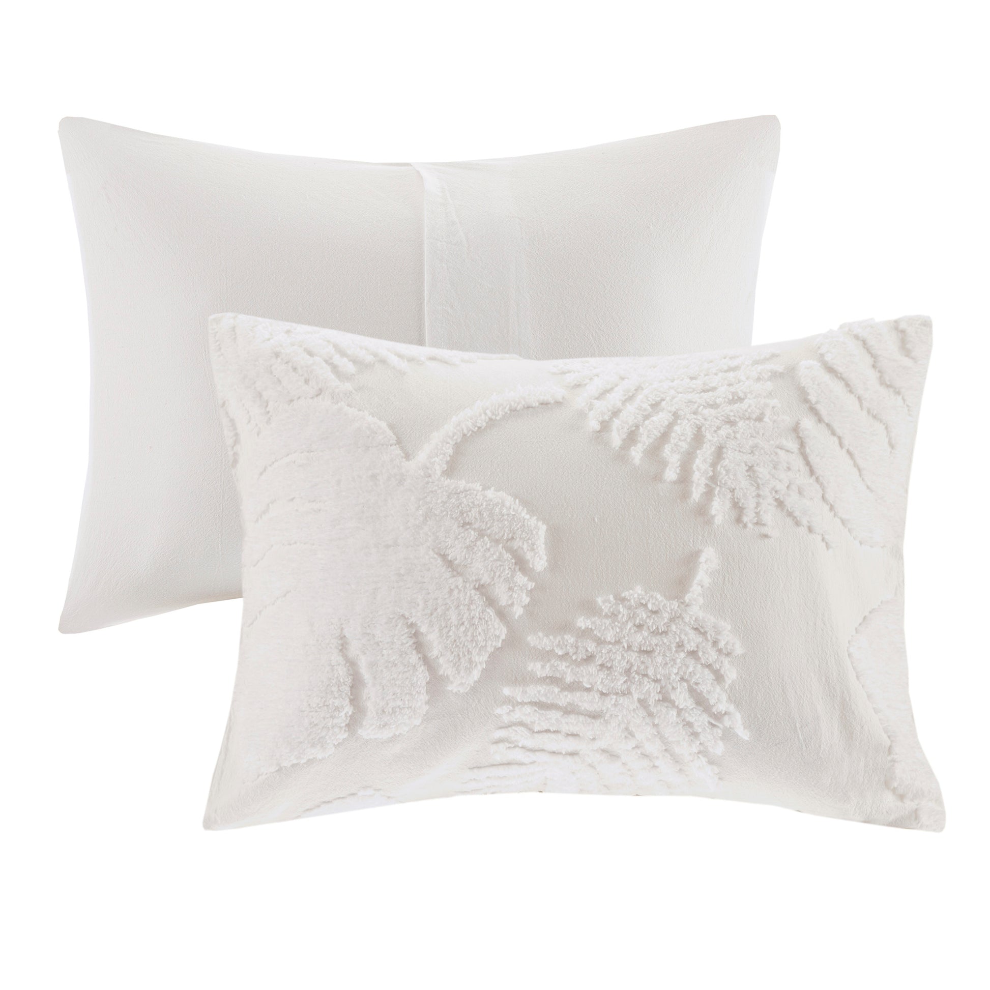 Madison Park 3 Piece Tufted Cotton Chenille Palm Duvet Cover Set