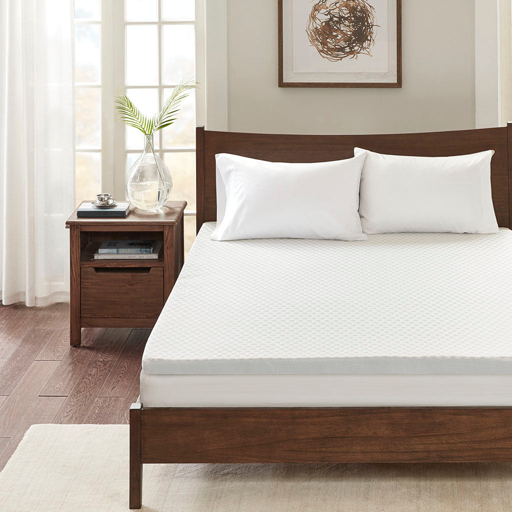 2" Gel Memory Foam with Cooling Cover All Season Reversible Hypoallergenic Cooling Mattress Topper